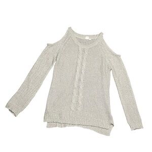 Womens Gray Cut Out Shoulders Crew Neck Pullover Sweater cold shoulder